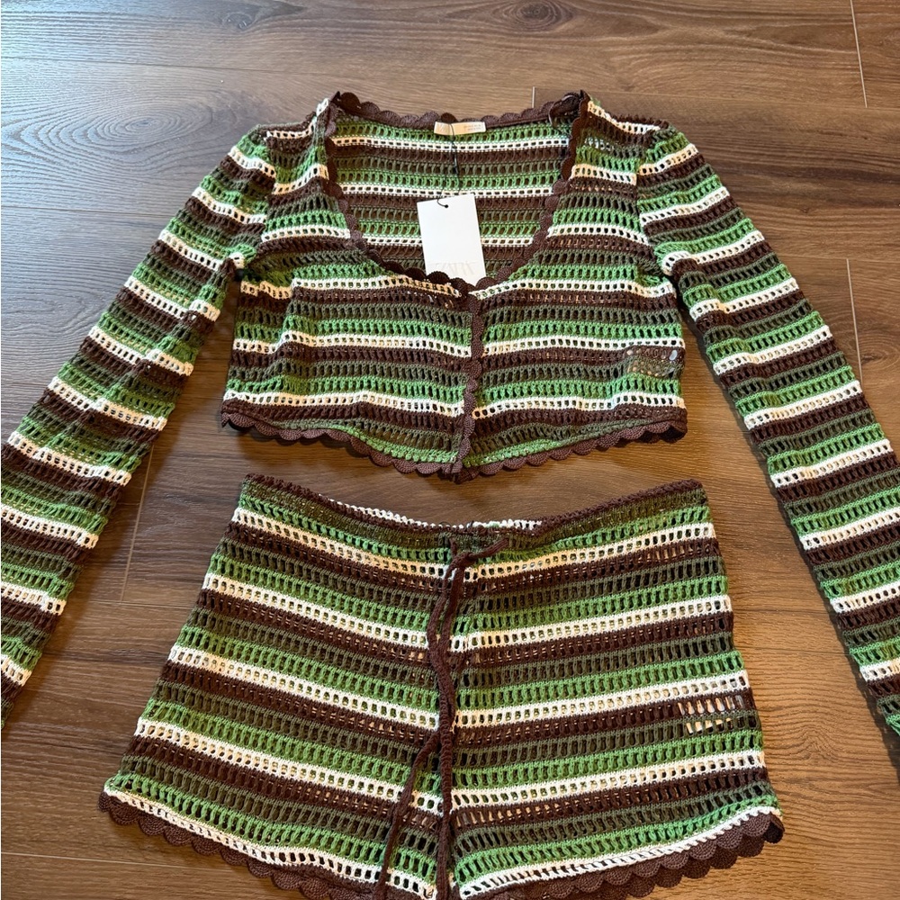 Zara Striped Crochet Two-Piece Set
